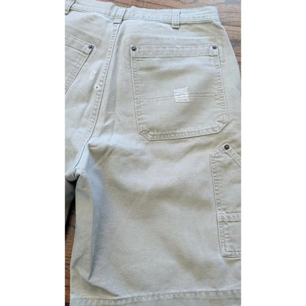Vtg Abercrombie & Fitch‎ Shorts Sz 32 Khaki Canvas Carpenter Distressed USA Made